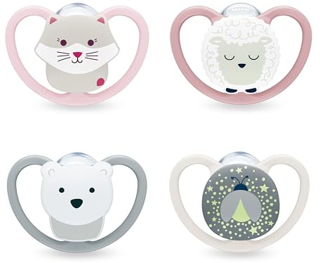 NUK Perfect Match Air Baby Dummies | 18-36 Months | Orthodontic Soothers that Promote Air Flow & Prevent Drool Rash | 95% Baby Acceptance** | Assorted | 4 Count