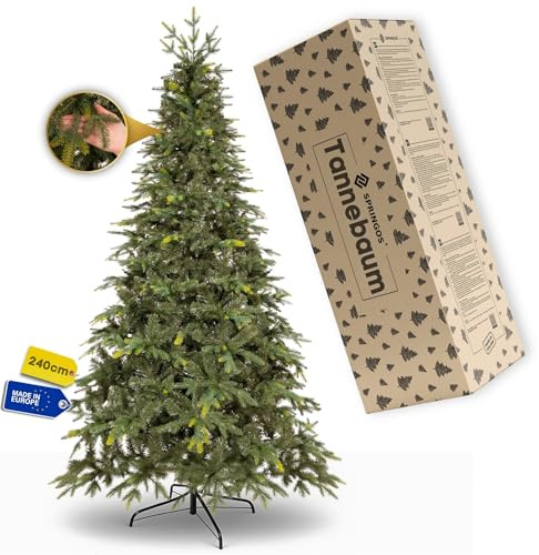 Springos Weihnachtsbaum künstlich 240cm – Natürliche Fichte künstlich Christbaum mit 994 Spitzen, realistischer Christmas Tree, dichter Tannenbaum inkl. stabilem Metallständer für Wohnzimmer & Büro