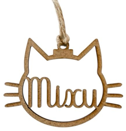 Bola de navidad de madera personalizada con nombre, cordel incluido, Adornos navideños. Ornamento Decoraciones colgantes de Navidad para el árbol de Navidad. Decoración navideña.BOLA GATO