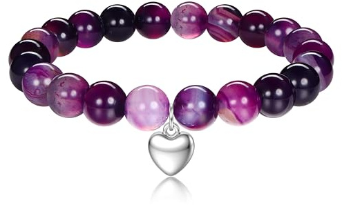 Kakonia Perlenarmband Damen Herz Armband Damen Frauen Naturstein Perlen Armbänder Boho Perlenarmband Edelstein Armband Schmuck Damenarmband