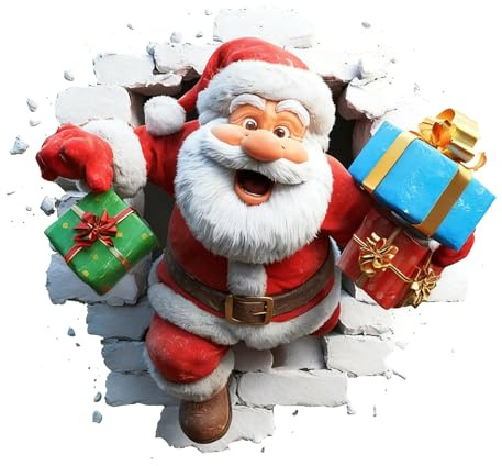 3D Weihnachtsmann Wandaufkleber Selbstklebend Weihnachtsaufkleber - Weihnachtsmann Durch Die Wand Motiv Aufkleber, Wandtattoo Santa Claus Wandsticker Für Wohnzimmer Schlafzimmer Fenster Tür Dekors