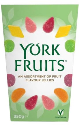 York Fruits 350g x 1, Traditional Fruit Jelly Sweets, Assorted Flavours, Soft Sugar-Coated Treats, Gift Box Confectionery with Welari Thank You Card | (1 Pack)