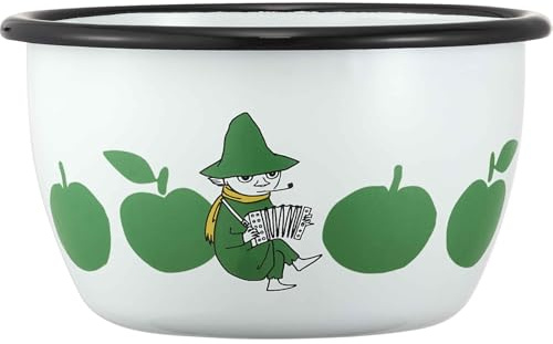 Muurla Mumin Joyful Apples Snufkin Schüssel 0,6 l Emaille grün, weiß