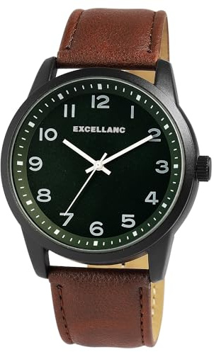 Excellanc Herren Armbanduhr aus Kunstleder in Braun, in Einer Länge von 26 cm, Klassisches Design für jeden Mann