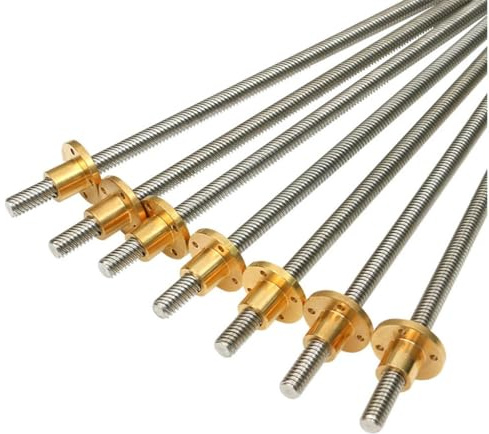 Husillo trapezoidal de precisión, Tornillo de avance trapezoidal acero inoxidable T10 con tuerca(550mm,LEAD 8MM)