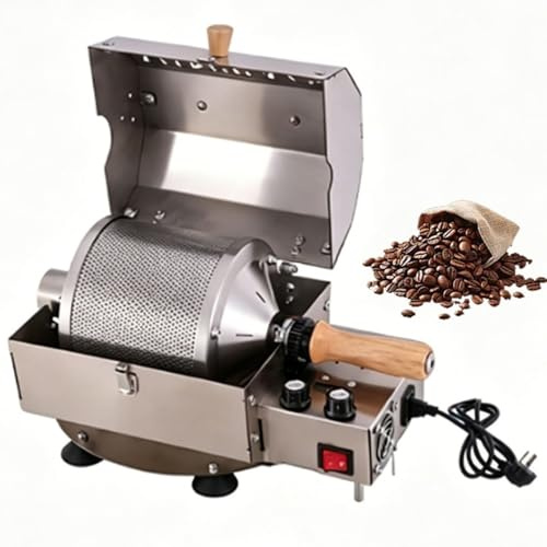 Tostadora de Granos de Café 500G, Máquina de Tostado de Café de Acero Inoxidable, Tostador de Frutos Secos, Granos y Maní con Calor Uniforme de 360° Para Cafetería O Uso Doméstico