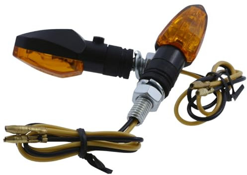 Streetparts24 Halogen Blinker LIZZARD Schwarz E-geprüft passend für 12V/6W - 33mm x 55mm, M8 Gewindebolzen, Gelbes Glas, Robustes Kunststoffgehäuse, 1 Paar