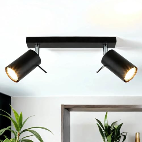Licht-Erlebnisse Deckenstrahler Metall Schwarz Esszimmer Wohnzimmer Flur 30 cm lang GU10 max. 35 Watt 2-flammig Modern flexible Deckenlampe Küche RING
