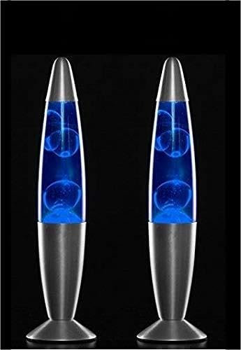 GKA 2 Stück Lampe Magma Lavalampe Magmaleuchte Lavalampe 34 cm Tischlampe Leuchte wunderschöne ausgefallene Lampe Tischleuchte mit Ersatzbirne, Farbe: Blau