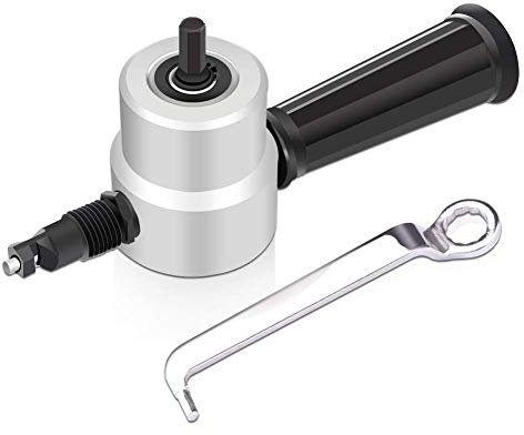 Ecosway Doppel Kopf Metall Blatt Schneidend Maschine, 360 Grad Verstellbar Bohrer Knabber Schneider, Power Zubehör Schneidend Werkzeug, mit Schlüssel