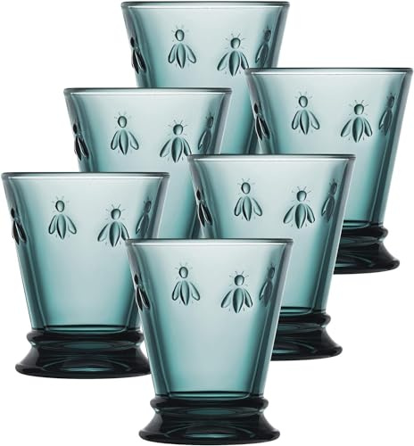 La Rochère 6121.48_487 La Rochere Napoleon Bee Trinkgläser, 266 ml, Blau, Trinkglas, Trinkgeschirr-Set, 6 Stück