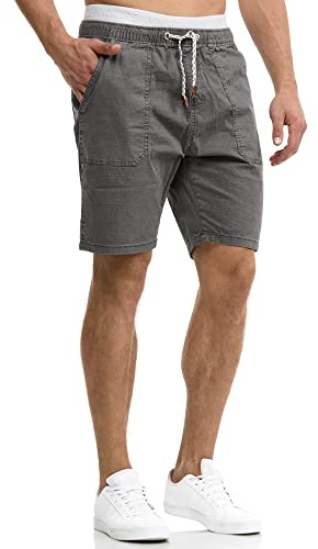 Indicode Herren Stoufville Chino Shorts mit 4 Taschen aus 98% Baumwolle | Bermuda Sommershorts für Männer Grey, 3XL