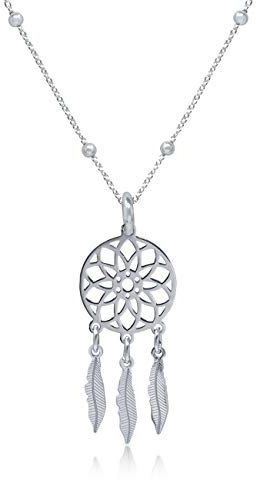 WANDA PLATA Kette Traumfänger Kette Anhänger Echt Sterling Silver 925 Dreamcatcher Feder Schmuck Damen, Geschenk für Mädchen, Frauen, Freundin zum Geburtstag