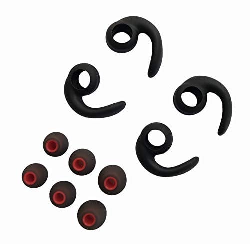 Earbuds Tips Soft Silicone Sport Grips Earphones Stabilizer Fins Wing for in-Ear and Ear Canal Earbuds (2Black-M)