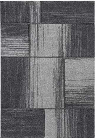 Luxor living Kurzflor Teppich Pallencia moderner Webteppich im Kästchendesign - 67x140 cm - grau