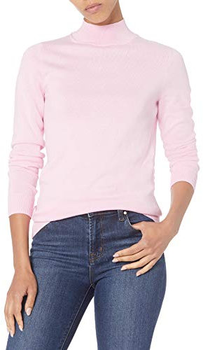 Amazon Essentials Pull léger à col montant (grandes tailles disponibles) Femme, Rose Clair, XXL
