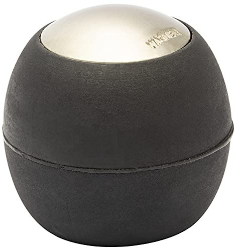 WAGNER Wandtürstopper EGG - Durchmesser Ø 30 x 30 mm, Zinkdruckguss in Edelstahl-Optik, Soft-Anschlag aus thermoplastischem Kautschuk, schwarz, zum Schrauben inklusive Montagematerial - 15517811