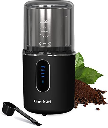 DmofwHi Cordless Coffee Grinder Electric, USB Rechargeable Coffee Bean Grinder with 304 Stainless Steel Blade and Removable Bowl-Black