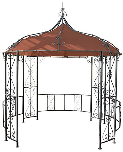 Pergola Almeria, Rundpavillon Garten Pavillon, stabiles Stahl-Gestell Ø 3m - Terracotta-braun