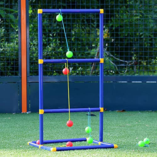 POHOVE Ladder Toss Outdoor Game Set Ladder Ball Toss Game Golf Ladder Lawn Game with 6pcs Golf Bolas Ladderball Toss Game Set for Adults Children Family Indoor Outdoor