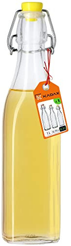 KADAX Bouteille en Verre de 500ml avec Bouchon Hermétique pour la Conservation des Boissons, Parfaite pour le Kombucha et la Limonade