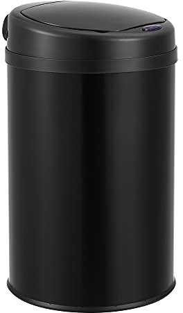 [en.casa] Sensor-Mülleimer 30L Abfalleimer mit Sensorautomatik Kücheneimer mit Sensor Edelstahl 50,5x30,5 cm Schwarz
