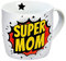 GEDA LABELS GmbH Super Mom Tasse Comic - weiß, Bedruckt, aus Keramik, Fassungsvermögen ca. 300 ml.