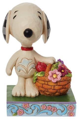 Enesco Peanuts by Jim Shore Snoopy mit einem Korb mit Tulpen, 12 cm, mehrfarbig