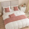 Chemin de lit rose géométrique en velours de couleur unie - Housse de couette douce - Protection - Pour chambre d'hôtel - 45 x 210 cm