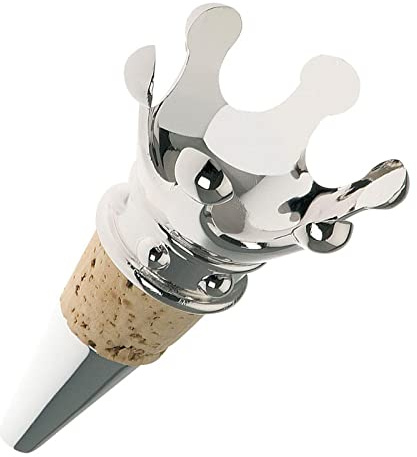 H.Bauer jun. versilberter Flaschenverschluss - dekorativer Flaschenkorken - Universal Verschlussstopfen mit Kronenmotiv - Korkstopfen für das stilvolle Verschließen von Flaschen