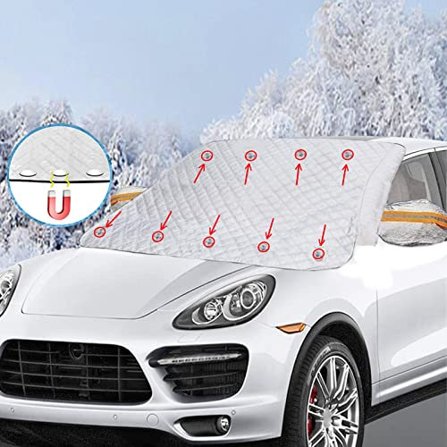 Frontscheibenabdeckung Auto, Auto Abdeckplane Winter 170*143CM, Frontscheibenabdeckung Winter mit 9 Magneten, Universelle Auto Scheibenabdeckung für gegen Shutz gegen Sonne Schnee Staub EIS Frost
