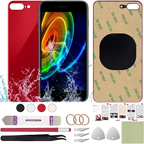 ReuWeu Rear Back Cover Replacement Compatible with iPhone 8 Plus 5.5 + Professional Tools (Red)