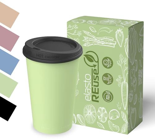 elastoREuse - Kaffeebecher to go 250ml wiederverwendbar für Heißgetränke - Mehrweg Coffee to go Becher nachhaltig & spülmaschinenfest - Kleiner Kunststoff Mehrwegbecher (Grün)