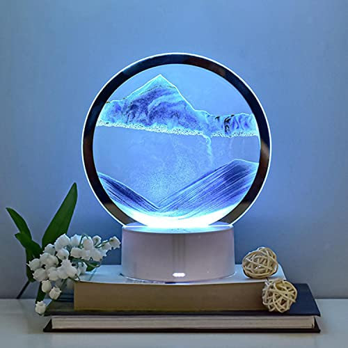CNANRNANC Veilleuse 3D Sable Fluide Sablier Lampe Image de Sable Mobile Décor Dynamique 3D Sablier 3D Mer Profonde Paysage Sable Photos de Sable 3D à Tourner, Paysage Naturel Décoration Sablier