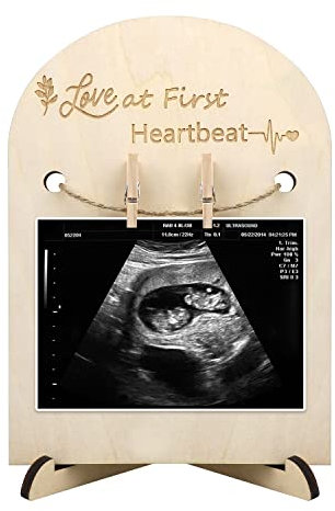 Xunboo Schwangerschaftsankündigung Ultraschall-Rahmenständer Holz-Sonogramm-Rahmen Geschenk für werdende Mutter Soziale Babyparty Medienfoto-Requisite (Small)