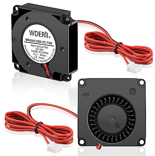 Wderair 40mm 4010 Blower Fan 24V Dual Ball Bearing 1000mm/39in Cable for 3D Printer Cooler or Replacement Radiator for Small Appliances (Pack of 2Pcs)