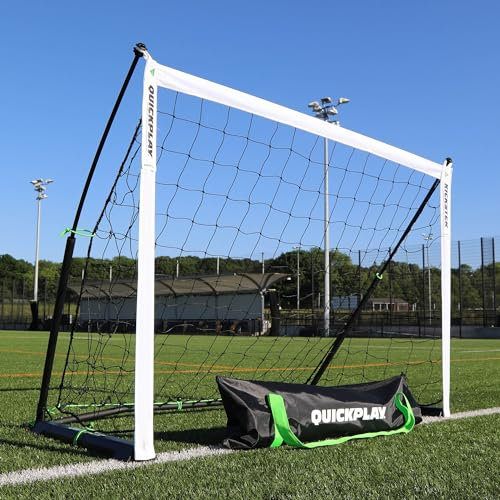 QUICKPLAY Kickster Pro Fußballtor und Basisgewicht für Elite-Fußballtraining auf Rasen, Hartböden oder Gras [Einzeltor] (91 x 152 cm)