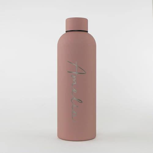 cribstar Personalised Engraved Insulated Water Bottle | Stainless Steel Water Bottle | Double Walled Drink Bottle Keeps 12 Hours Hot & 24 Hours Cold 500ML | Vaccum Flask (Mocha)