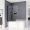 Duschwand für Badewanne 120 x 140 cm Schwarz Duschabtrennung Sicherheitsglas Faltwand Badewanne NANO Glas Badewannenaufsatz 6mm ESG Duschwand