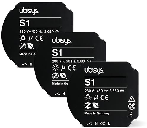 Erweiterungs-Set Schalter 3 | 3x ubisys Zigbee Schaltaktor S1: Funk-Schalter zum Nachrüsten | Bis zu 3.680VA schalten | Intelligente Verbrauchersteuerung in Ihrem Smart Home. | Sie sparen 59,-€.