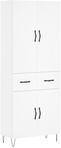 vidaXL Highboard, Sideboard mit viel Stauraum, Kommode Wohnzimmerschrank mit Türen Metallfüßen, Schrank Hochschrank Beistellschrank, Weiß Holzwerkstoff