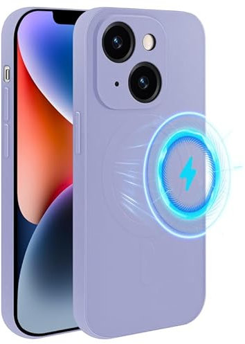 Foonary Funda Magnética para Apple iPhone 15 6,1, Carcasa Compatible con MagSafe Carga Inalámbrica, Silicona Líquida Cover Antigolpes Arañazos Capa para iPhone 15 Case, Púrpura