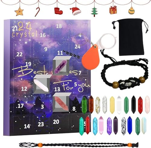 DEYROS adventskalender Steine, Adventskalender 2023 Kristalle, Kristall Adventskalender 2023, 24 Tage Natürliche Heilsteine Weihnachtskalender, adventskalender Edelsteine, Christmas Steine Geschenk