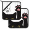 Lot de 2 maniques en forme de chat noir - Résistantes à la chaleur - Pour cuisine, pâtisserie, barbecue
