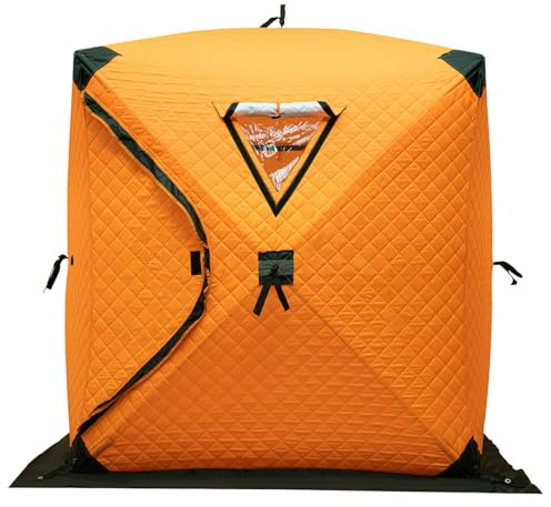 YNAADYH Eisfischen Wurfzelte - 145 * 145 * 165cm Freistehend 210D Oxford Tuch und Fiberglas Rods 1-2 Menschen EIS Angeln Zelt Wurfzelte (orange)