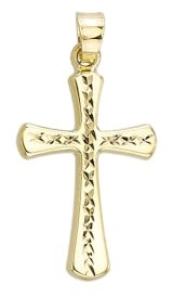 JC Trauringe Gold Anhänger Kreuz in Echt 585 Gold klassische, schlichte religiöse Goldkreuze Goldanhänger Goldschmuck Unisex Schmuck Kettenanhänger in Gelbgold inkl. Schmucketui 8586