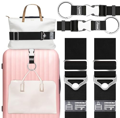 Gutsdoor Suitcase Straps, Non-Slip Suitcase Straps, Luggage Strap, Safe Travel, Particularly Eye-catching Suitcase Strap Accessories (4 Pieces, Black)