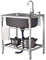 Évier de Cuisine Commercial en Acier Inoxydable, Évier Utilitaire Autonome à un Bac avec Robinet d'Eau Chaude et Froide, Lave-Mains Intérieur et Extérieur(60x45x75cm/24x18x30inch)