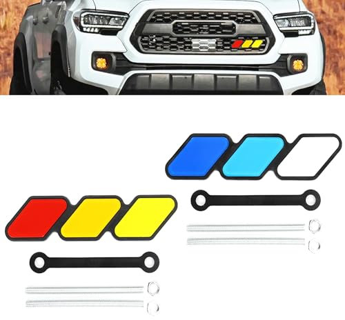 LONGHAO 2 pcs Auto Kühlergrill Einsatz Trim Zubehör Kühlergrill Badge Emblem Dekoration Auto-Aufkleber-Emblem für Kühlergrill 3 Farben Kühlergrill Badge Grillemblem,für Auto (Rouge et bleu)