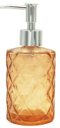 Distributeur de shampooing et d'après-shampoing en verre orange – Distributeur de savon pour cuisine et salle de bain (1)